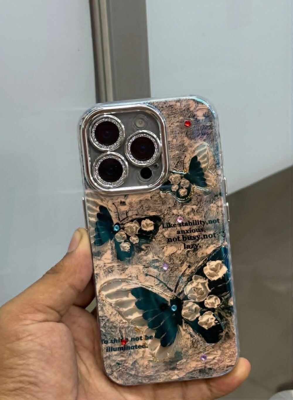 Luxury Butterfly Stone Case for iPhone With Camera lens