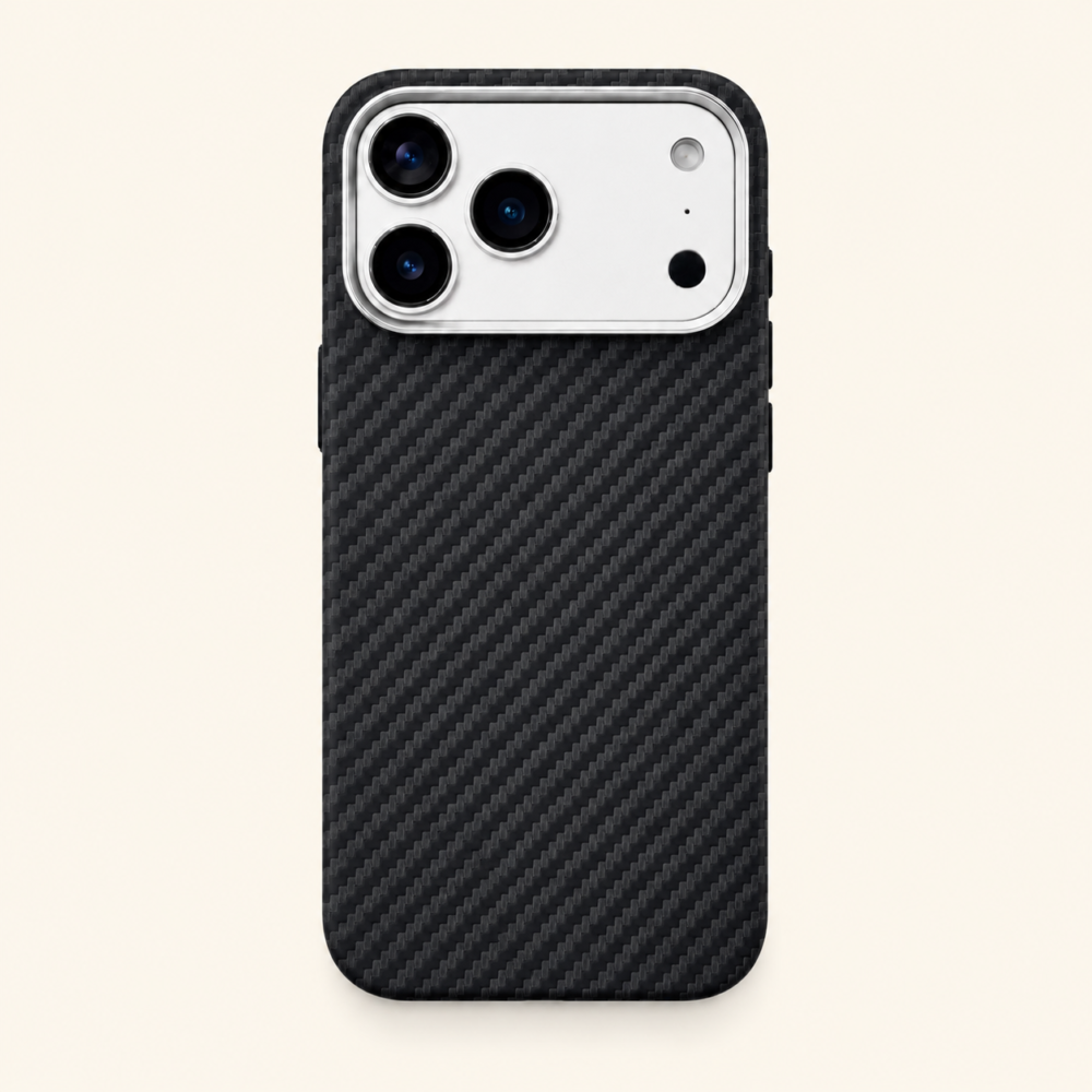 Premium Carbon Fiber Texture Protective Case with Metallic Camera Bumper